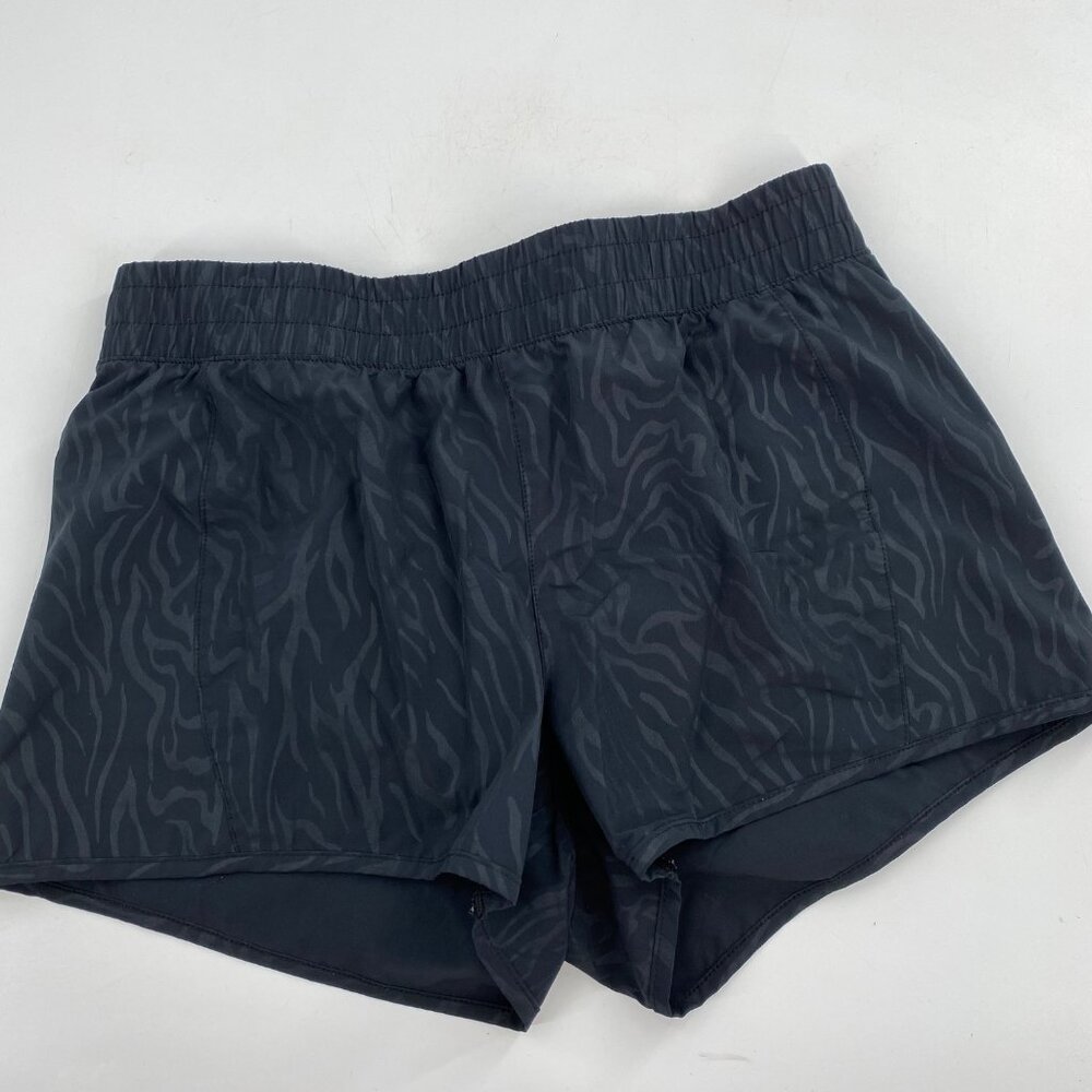 Marika Running Shorts with Panty Activewear Animal Zebra Print L Black